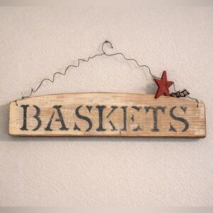 Rustic wood hanging “Baskets”